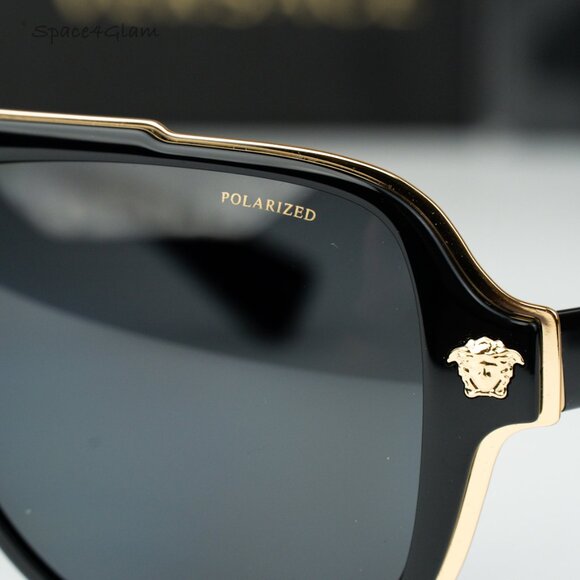 Versace Women Sunglasses Black Grey Polarized Pilot VE2199 100281 NEW AUTHENTIC - Picture 8 of 12